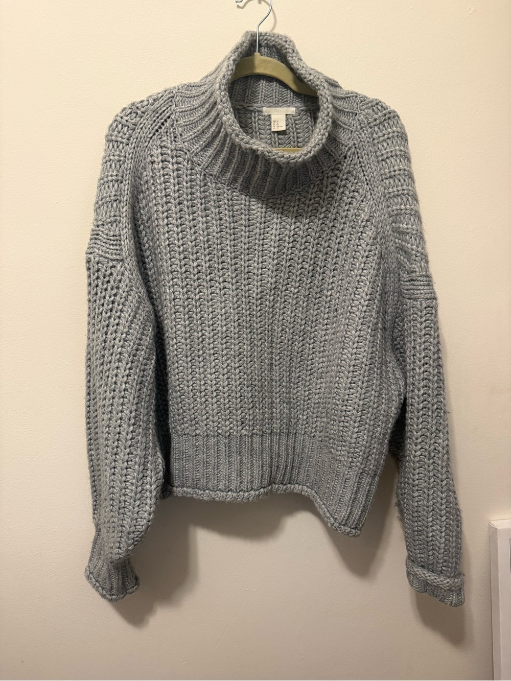 H&M Light Gray Chunky Cowl Turtleneck Sweater